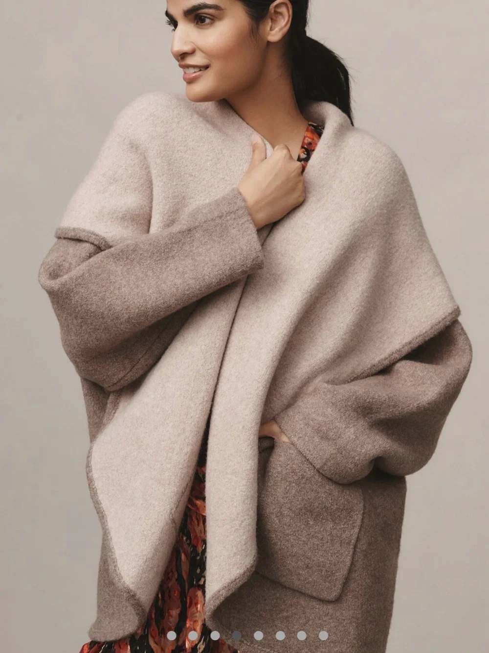 Anthropologie Cozy Two-Tone Wrap Vest in Taupe - Picture 6 of 8